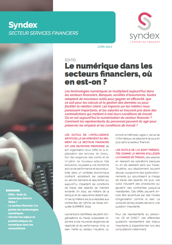 Couverture de Syndex services financiers - le numérique