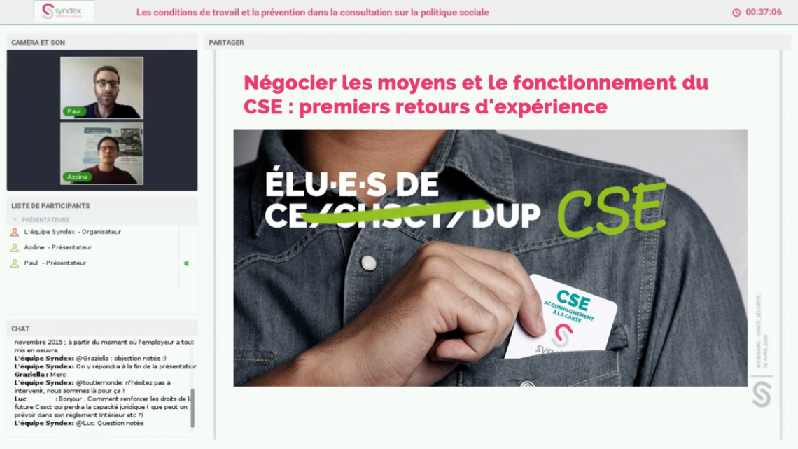 Capture d'écran d'un webinaire Syndex