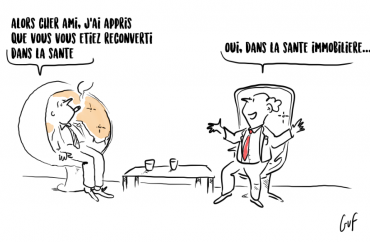 Dessin de presse - —"Vous vous êtes reconverti dans la santé ?" —"Oui, la santé immobilière !"