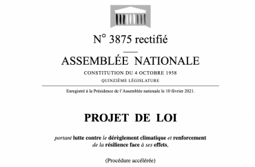 Présentation du texte de la loi "climat" sur le site de l'Assemblée Nationale