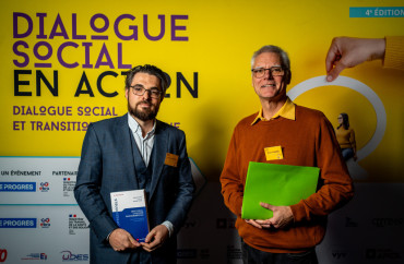 Arnaud CASADO et Olivier CHABROL, table ronde « Enjeux et mise en perspective du sujet du Dialogue Social et transition écologique », soirée du Dialogue Social en action 2024.