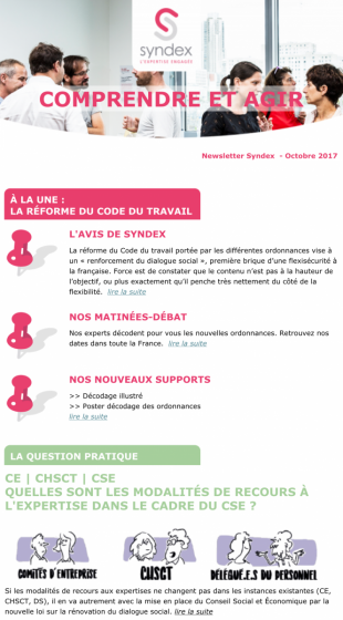 Les newsletters Syndex